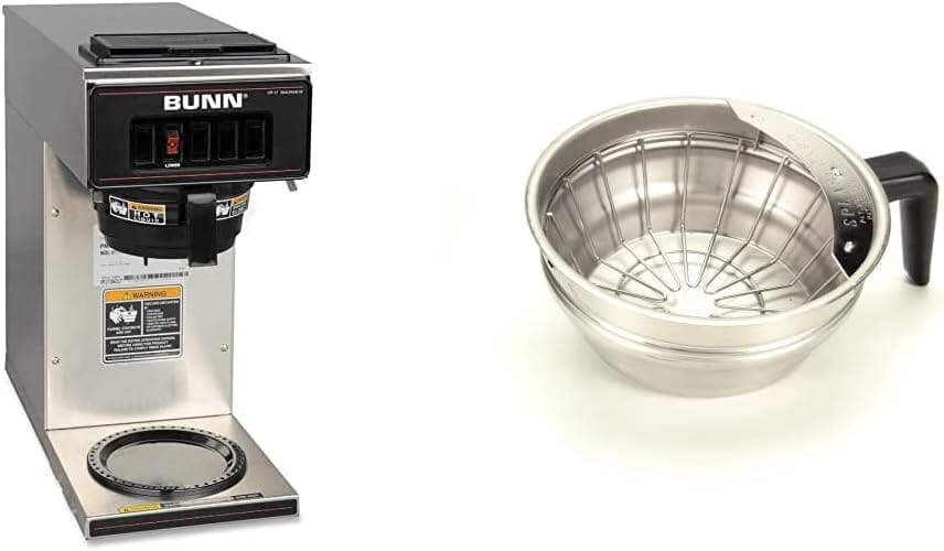 BUNN 13300.0001 VP17-1SS Pourover Coffee Brewer with 1-Warmer, Stainless Steel, Silver, Standard & 20216.0000 Funnel Assembly with Stainless Steel-Black Handle BUNN 13300.0001 VP17-1SS Pourover Coffee Brewer with 1-Warmer, Stainless Steel, Silver, Standard & 20216.0000 Funnel Assembly with Stainless Steel-Black Handle