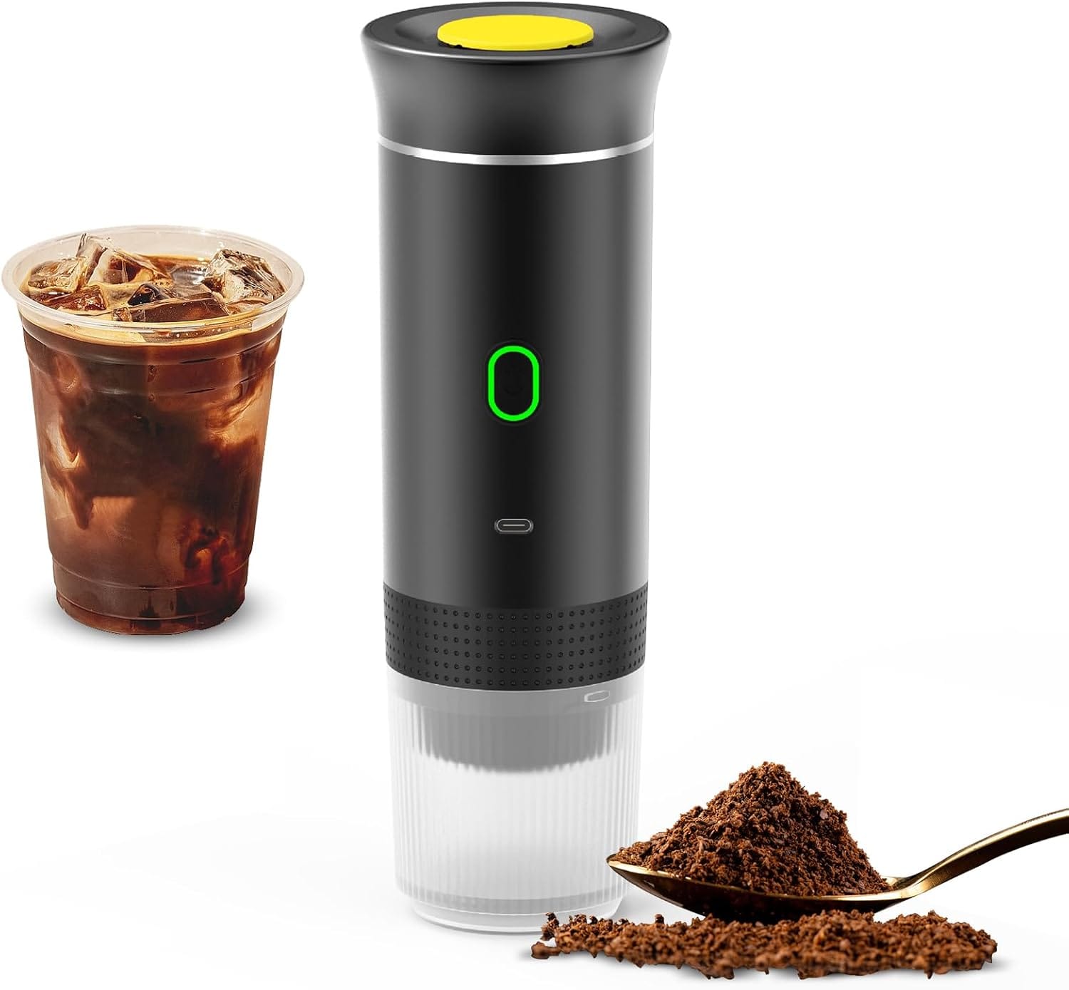 Irishom Portable Coffee Machine, 3 in 1 Cordless Electric Coffee Maker, Work with Capsule and Ground Coffee, Cold Brew and Heating Coffee Maker with 150ml Cup