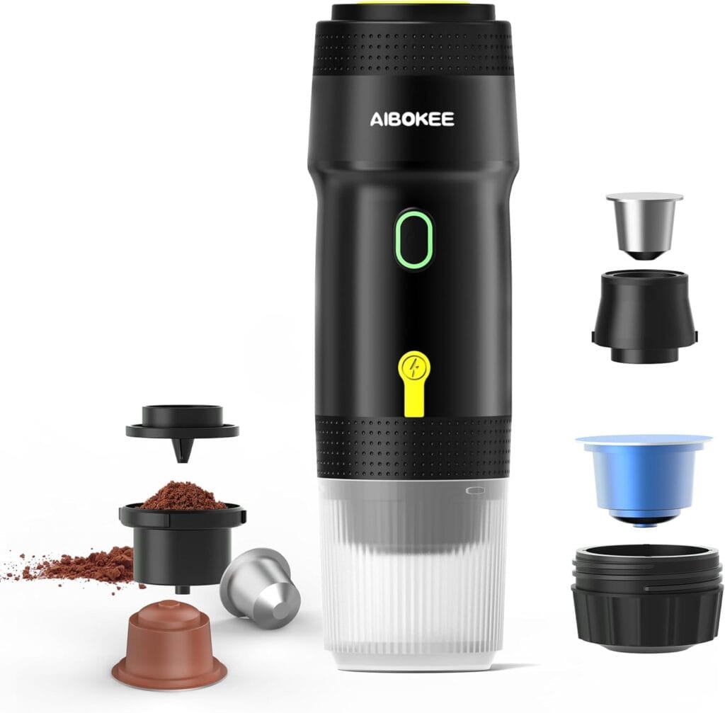 Portable Electric Espresso Machine,Travel Coffee Maker For Camping, Car Coffee Maker Self-Heating With Usb-Dc,3-In-1 Extraction Of 8G Coffee Powder,Ns And Small Capsules For Rv,Hiking,Office B
