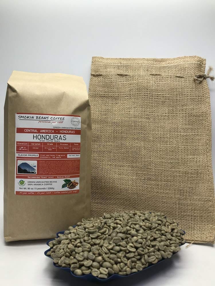 5-Pound Honduras, Unroasted Green Arabica Coffee Beans, Fresh Current Crop Specialty Grade, Roast the Beans Yourself at Home on Your Roasting Equipment Prior to Using for Brewing Coffee