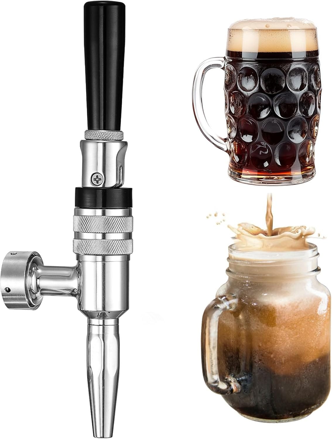 Stout Beer Faucet Nitrogen Coffee Faucet, 304 Steel Nitrogen Coffee Tap, Sturdy No Leaks Beer Keg Faucet, Homebrew Nitrogen Beer Keg Tap, Beer Tower Tap with Plastic Beer Tap Handle Stout Beer Faucet Nitrogen Coffee Faucet, 304 Steel Nitrogen Coffee Tap, Sturdy No Leaks Beer Keg Faucet, Homebrew Nitrogen Beer Keg Tap, Beer Tower Tap with Plastic Beer Tap Handle