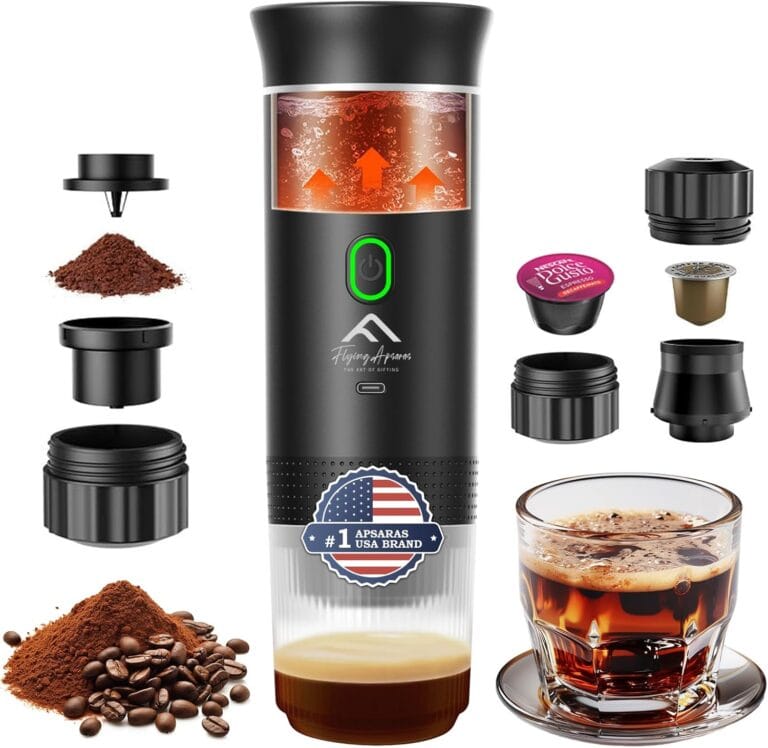 Portable Espresso Maker, Portable Coffee Maker, 20 bar Mini Espresso Machine, 3in1 Electric Espresso Maker, Travel Coffee Maker with Ground Coffee & Capsule(Ns&DG) for RV, Camping, Car