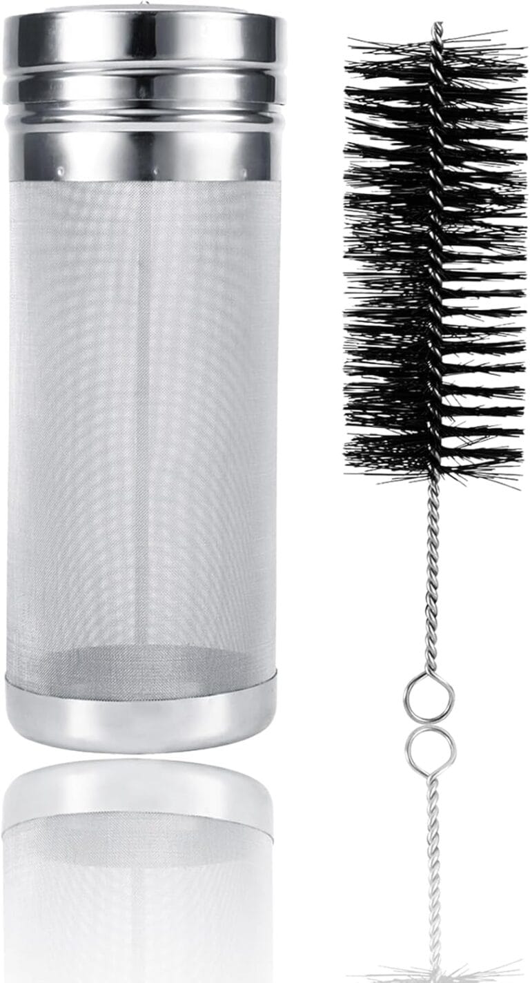 flexman Beer Dry Hopper Filter, Beer Brewing Dry Hop Filter, 300 Micro Mesh Stainless Steel Beer Hop Strainer with Cleaning Brush for Filtering Homebrew, Beer, Wine, Homemade Coffee (7 X 18cm)