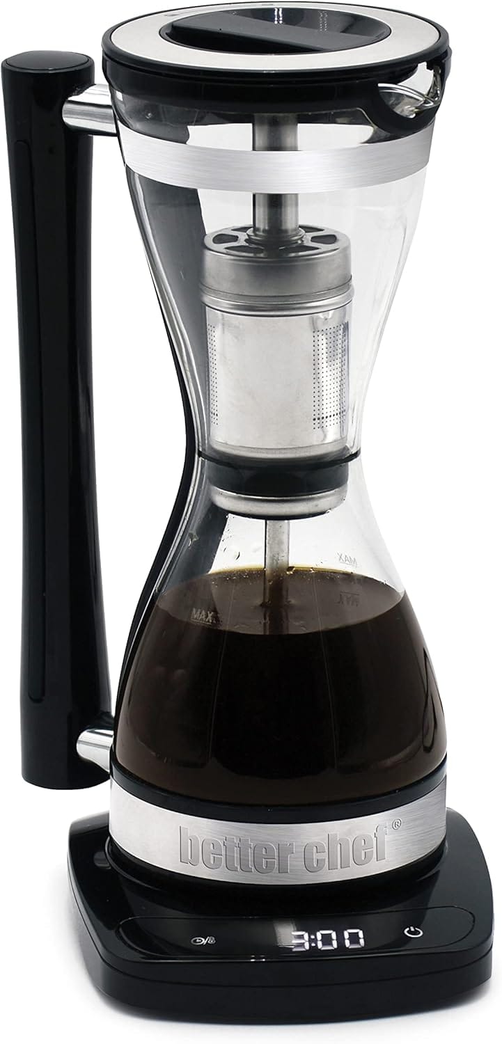 Better Chef Electric Siphon Coffee Maker | 8 oz Single Serve Brewer | 3 Brew Strength Settings | Stainless Steel Permanent Filter | 30 Minute Keep Warm | Better Than Pour Over Coffee Better Chef Electric Siphon Coffee Maker | 8 oz Single Serve Brewer | 3 Brew Strength Settings | Stainless Steel Permanent Filter | 30 Minute Keep Warm | Better Than Pour Over Coffee