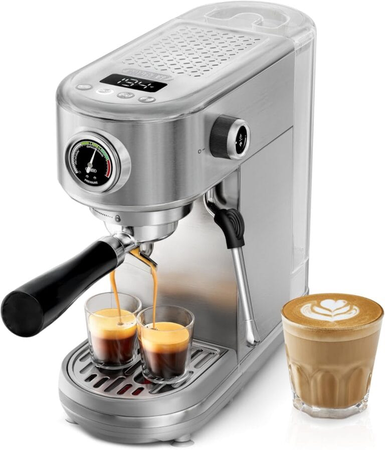 HIBREW H10B – 51mm Espresso Machine – Temperature & Cup Volume Adjustable at will – With Intelligent Display Screen & Pressure Gauge – Stainless Steel Body