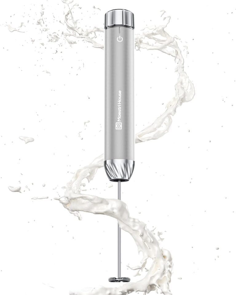 Maestri House Rechargeable Milk Frother with Stepless Speed Control, LunaFro Max Handheld Electric Foam Maker Waterproof Drink Mixer Foamer with Stand & Detachable Whisks for Lattes, Cappuccino