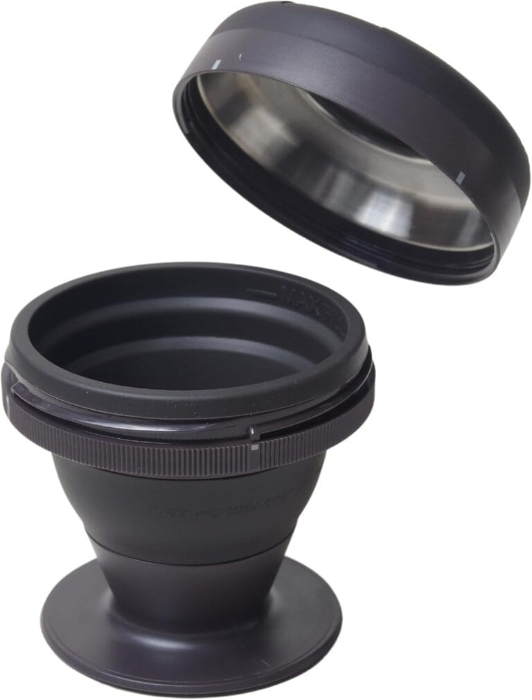 Portable Collapsible Travel French Press for Coffee – Single Serve 8oz Stainless Steel Filter, No Plastic Contact, Compact Design Perfect for Home, Camping & Outdoors (Black)