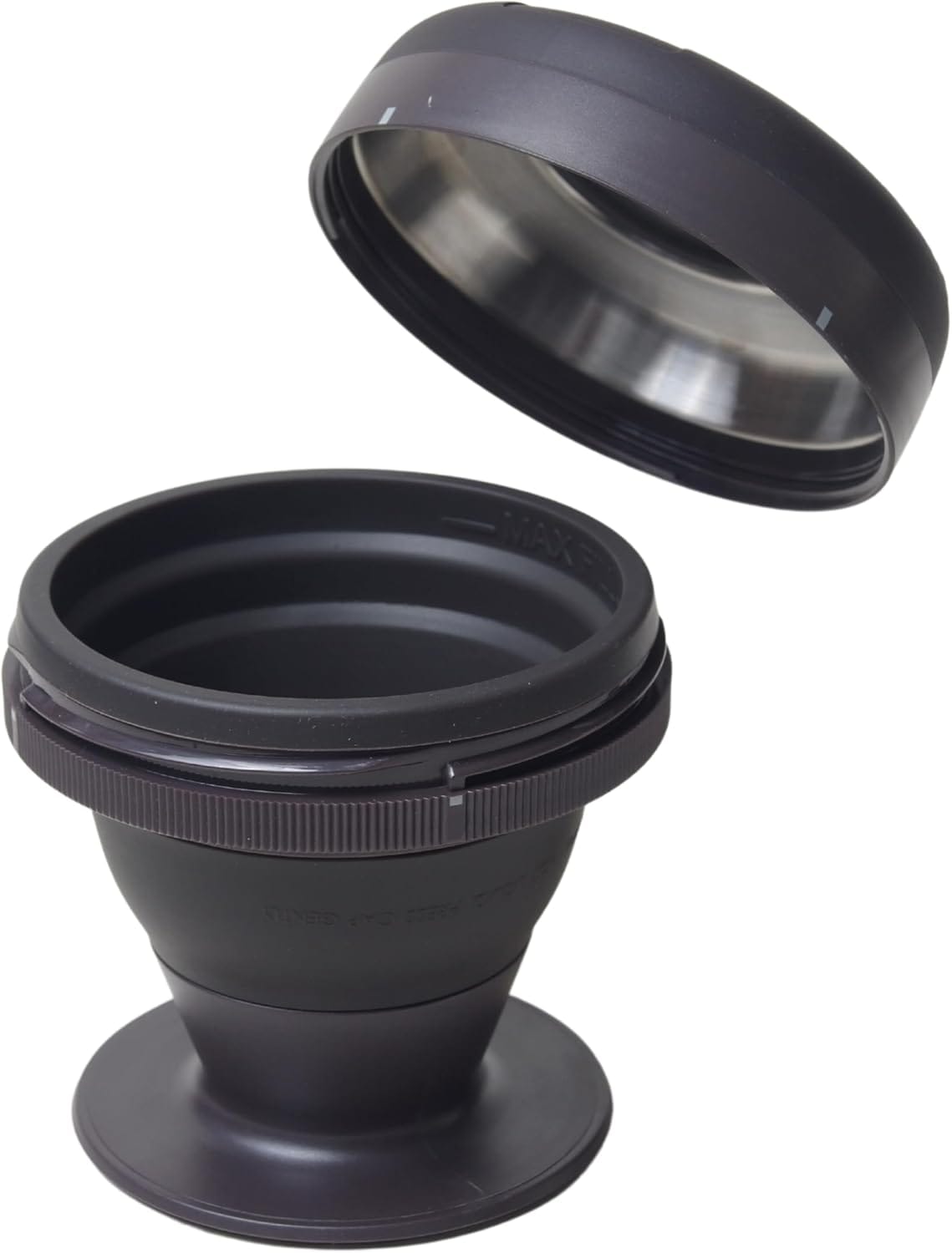 Portable Collapsible Travel French Press for Coffee – Single Serve 8oz Stainless Steel Filter, No Plastic Contact, Compact Design Perfect for Home, Camping & Outdoors (Black)