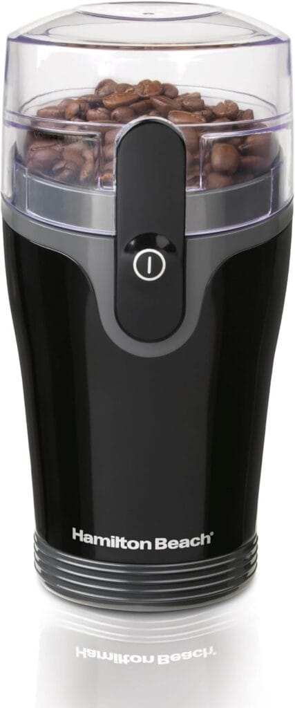 Hamilton Beach Fresh Grind Electric Coffee Grinder for Beans, Spices and More, Stainless Steel Blades, Removable Chamber, Makes up to 12 Cups, Black Hamilton Beach Fresh Grind Electric Coffee Grinder for Beans, Spices and More, Stainless Steel Blades, Removable Chamber, Makes up to 12 Cups, Black