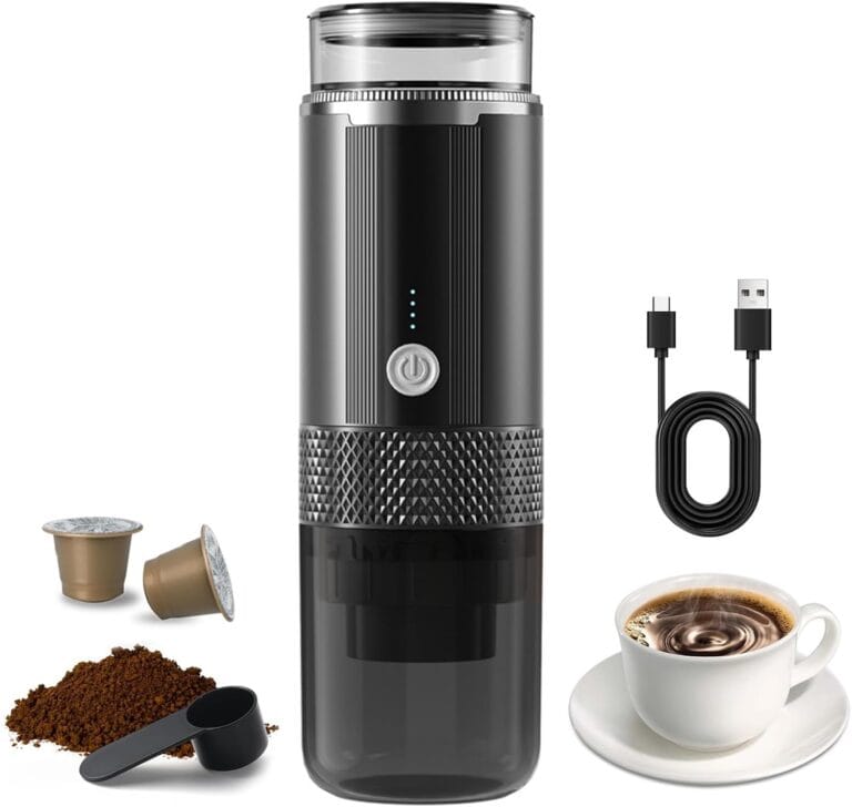 Portable Electric Espresso Coffee Machine One Button Operation with 4 Power Indicator Light Cordless Rechargeable Handheld Coffee Maker for Home Car Travel with Carry Bag (not heating)