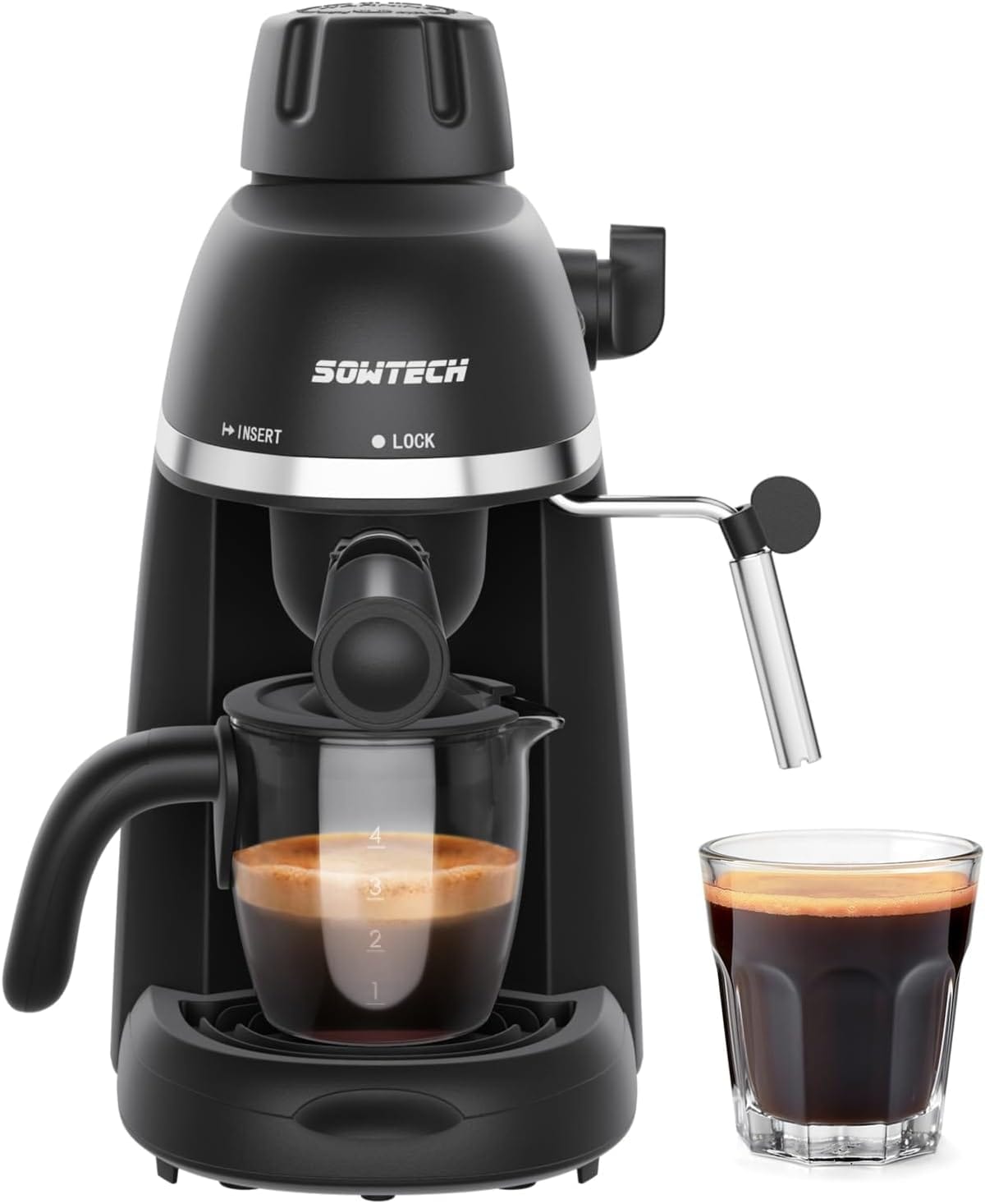 Espresso Coffee Machine Cappuccino Latte Maker 3.5 Bar 1-4 Cup with Steam Milk Frother, Black Espresso Coffee Machine Cappuccino Latte Maker 3.5 Bar 1-4 Cup with Steam Milk Frother, Black