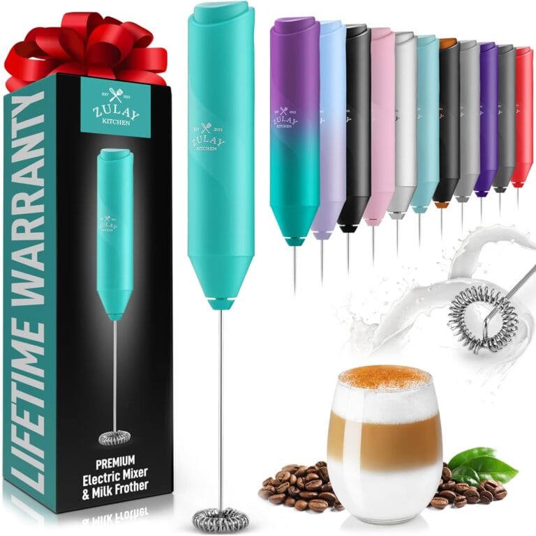 Zulay Froth Mate Powerful Milk Frother for Coffee – Portable & Compact Handheld Foam Maker for Lattes, Cappuccinos, Matcha, Hot Chocolate – Milk Foamer Frother – No Stand Electric Whisk (Teal)