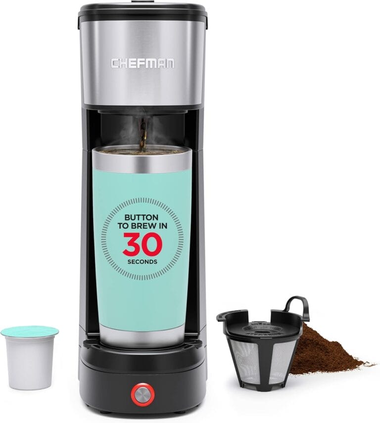 Chefman InstaCoffee Max, The Easiest Way to Brew the Boldest Single-Serve Coffee, Use Fresh And Flavorful Grounds or K-Cups
