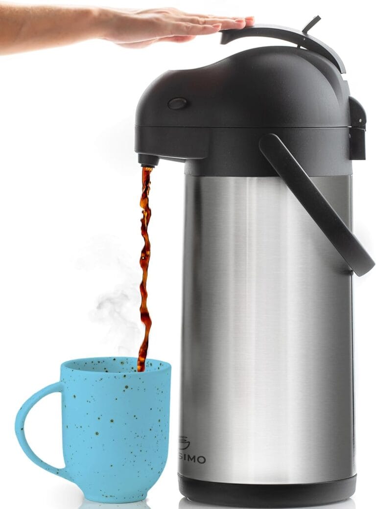 Coffee Carafe with Pump – 102oz / 3L Airpot 12 Hours Large Carafe Hot Cocoa Dispenser for Parties-Hot Water Dispenser, Tea Flask-Insulated Stainless Steel Hot Beverage Dispenser-Thermal Carafe Air Pot