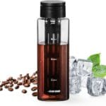 MHW-3BOMBER Cold Brew Coffee Maker Iced Coffee Tea Pitcher – 20oz Portable Brewing Coffee Cup with Filter – Reusable Tritan Material Bottle, Space-Saving Design, Black, CE6137B-OS