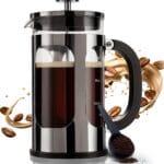BAYKA French Press Coffee Maker 34 Ounce 1 Liter, Borosilicate Glass Stainless Steel Brewer, Large Portable Cold Brew Cafetera Teapot for Kitchen Travel Camping Coffee Bar Accessories, Dark Pewter