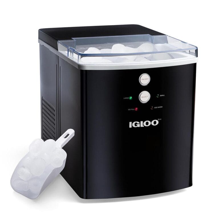 Igloo Electric Countertop Ice Maker Machine – Automatic and Portable – 33 Pounds in 24 Hours – Ice Cube Maker – Ice Scoop and Basket – Ideal for Iced Coffee and Cocktails – Black