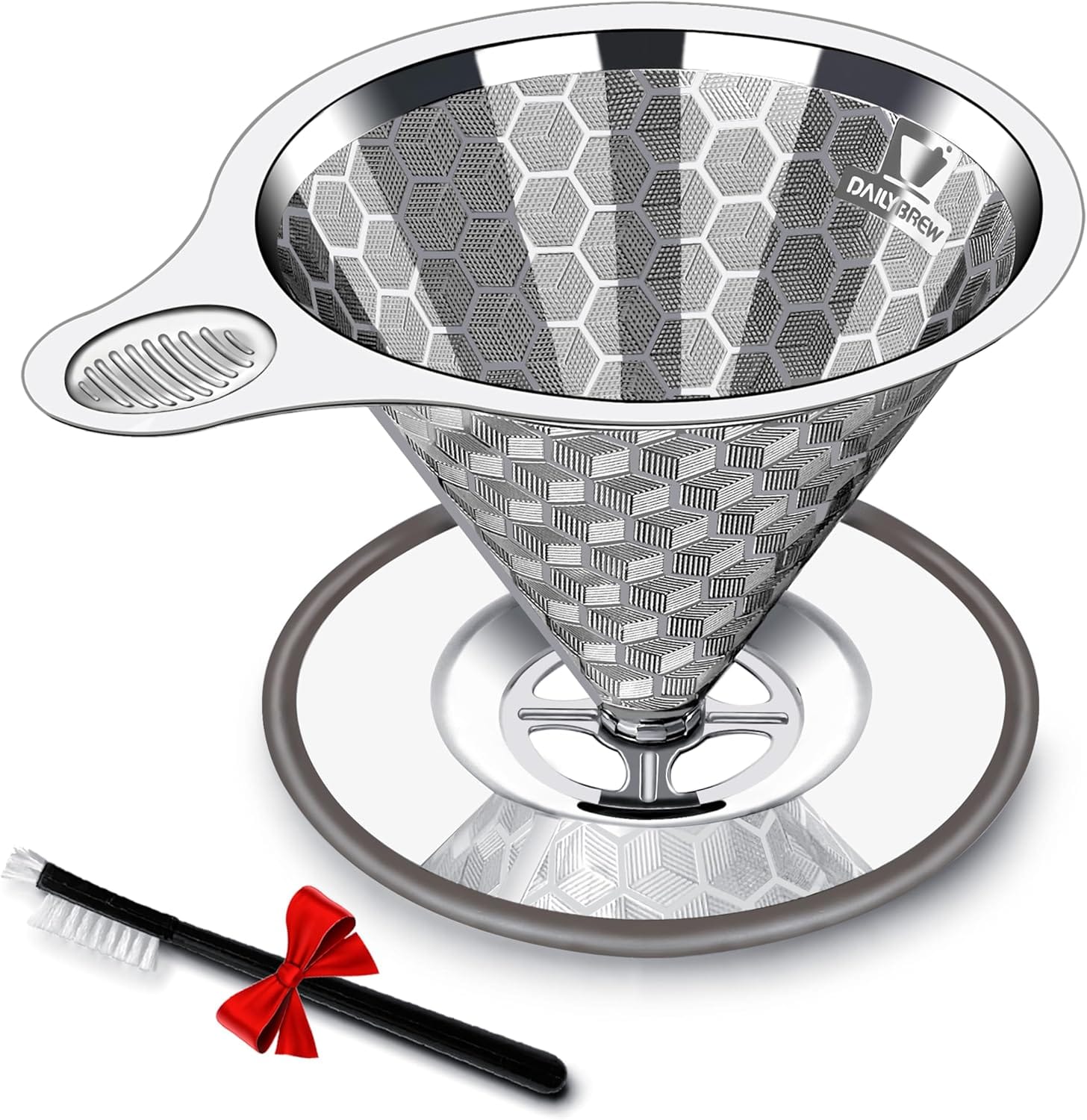 Pour Over Coffee Dripper, Triple Layer Stainless Steel Pour Over Coffee Dripper, Portable Coffee Maker With Detachable Cup Stand, 2-4 Cup Paperless Reusable Pour Over Coffee Filter Non-plastic