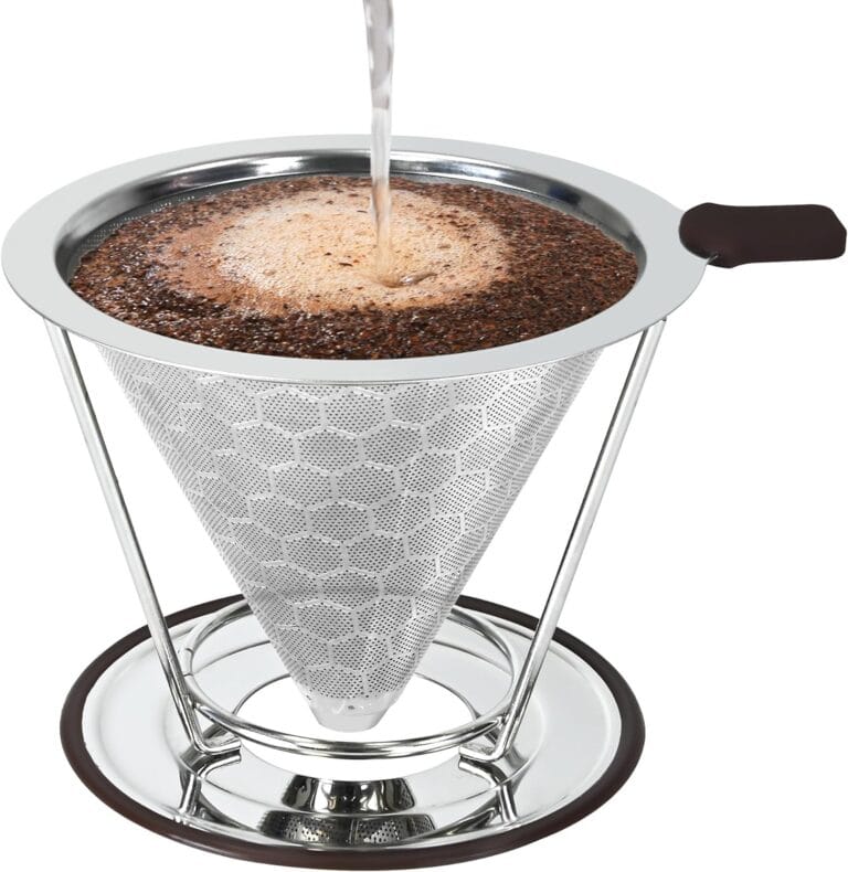TECHSHARE Pour Over Coffee Dripper, Pour-over Filters with 800 Mesh Steel Mesh Optimize Extraction For Rich Coffee Flavor, Stainless Steel Filter, Paperless Pour-over