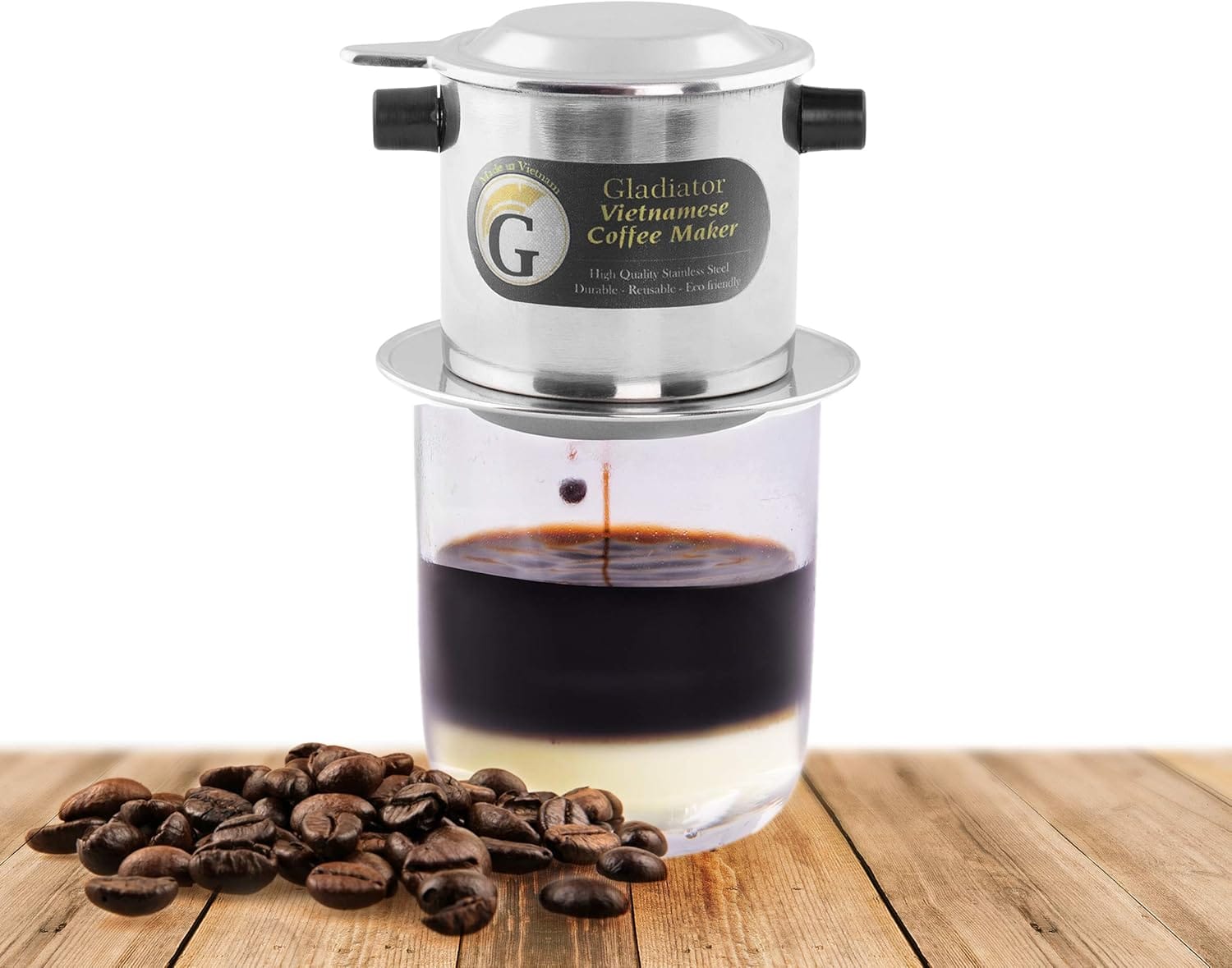 Vietnamese Coffee Maker Filter Set | French Press Style Coffee Filters | Pour Over Coffee Dripper | Portable Coffee Makers | Reusable Coffee Press (Large 15oz) (1) Vietnamese Coffee Maker Filter Set | French Press Style Coffee Filters | Pour Over Coffee Dripper | Portable Coffee Makers | Reusable Coffee Press (Large 15oz) (1)