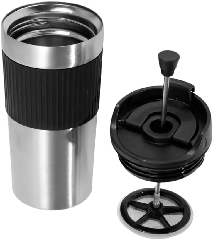 Portable coffee maker, french press, Insulated Mug with double Wall Stainless Steel, 16oz,. Tumbler, French press Mug, Portable coffee mug, Coffee maker, Coffee press Portable coffee maker, french press, Insulated Mug with double Wall Stainless Steel, 16oz,. Tumbler, French press Mug, Portable coffee mug, Coffee maker, Coffee press
