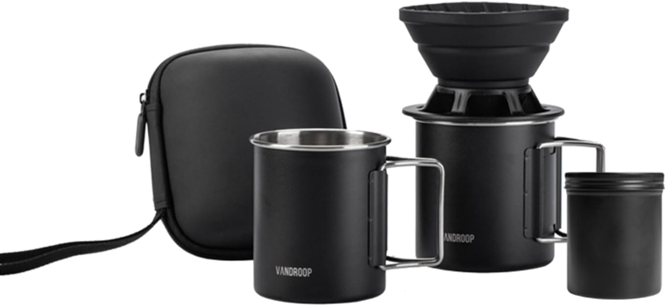 Portable Pour Over Coffee Maker Set with 7oz Coffee Container, Collapsible Silicone Coffee Dripper Set, Perfect for Travel, Camping, Home (2 cups)