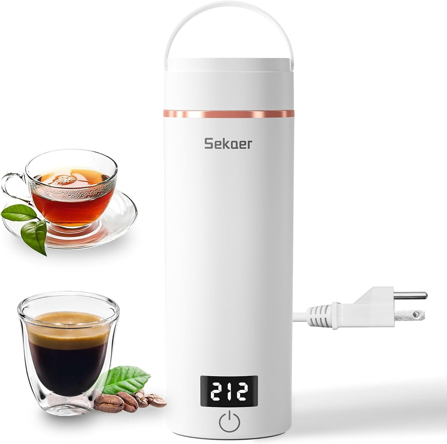 Sekaer Travel Portable Electric Kettle, Small Tea Kettle Coffee Mini Hot Water Boiler, 400mL & 304 Stainless Steel, with 4 Variable Presets and Auto Shut-Off SKE-840W Sekaer Travel Portable Electric Kettle, Small Tea Kettle Coffee Mini Hot Water Boiler, 400mL & 304 Stainless Steel, with 4 Variable Presets and Auto Shut-Off SKE-840W