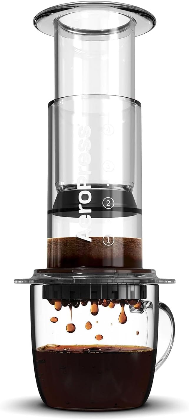 AeroPress Clear Coffee Press – 3 In 1 Brew Method Combines French Press, Pourover, Espresso, Full Bodied Coffee Without Grit or Bitterness, Small Portable Coffee Maker for Camping & Travel, Clear AeroPress Clear Coffee Press – 3 In 1 Brew Method Combines French Press, Pourover, Espresso, Full Bodied Coffee Without Grit or Bitterness, Small Portable Coffee Maker for Camping & Travel, Clear