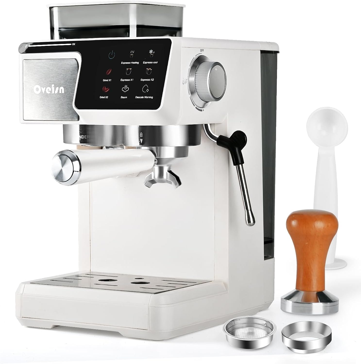 Espresso Machine 20 Bar, Coffee Maker with grinder 20 Grind Settings,Coffee Machine w/Milk Frother & Touchscreen, Professional Home Espresso Maker for Latte Cappuccino