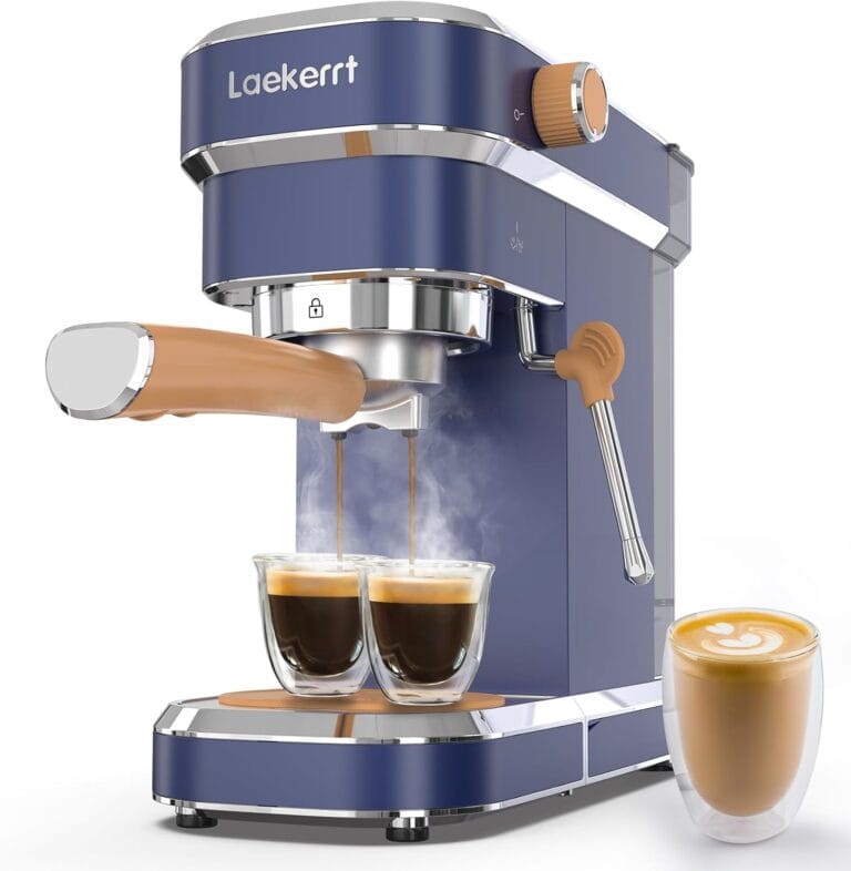 Laekerrt 20 Bar Espresso Maker CMEP01 with Milk Frother Steamer, Home Expresso Coffee Machine for Cappuccino and Latte (Navy Blue, Stainless Steel) Gift for Coffee Lovers, Father