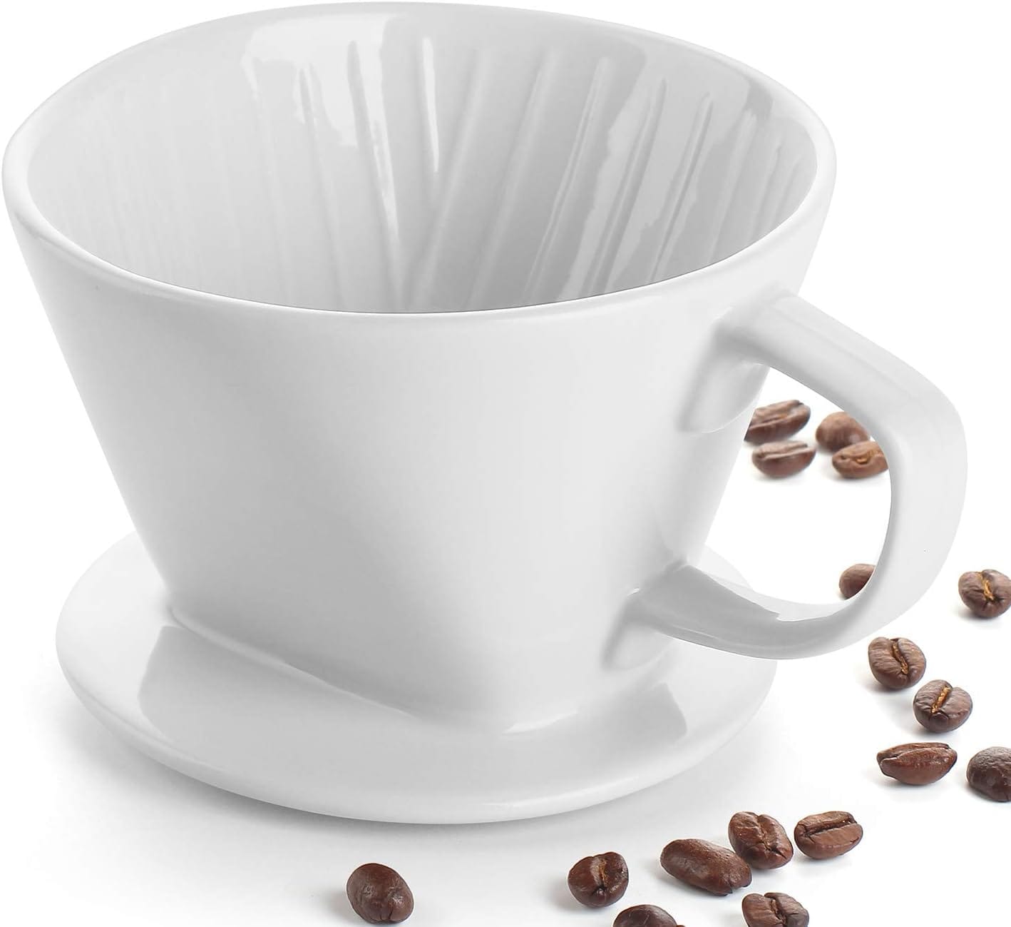 DOWAN Pour Over Coffee Maker, Non-Electric Pour Over Coffee Dripper, Manual Brew Maker, Single Cups Porcelain Slow Brewing Accessories for Gifts,White DOWAN Pour Over Coffee Maker, Non-Electric Pour Over Coffee Dripper, Manual Brew Maker, Single Cups Porcelain Slow Brewing Accessories for Gifts,White