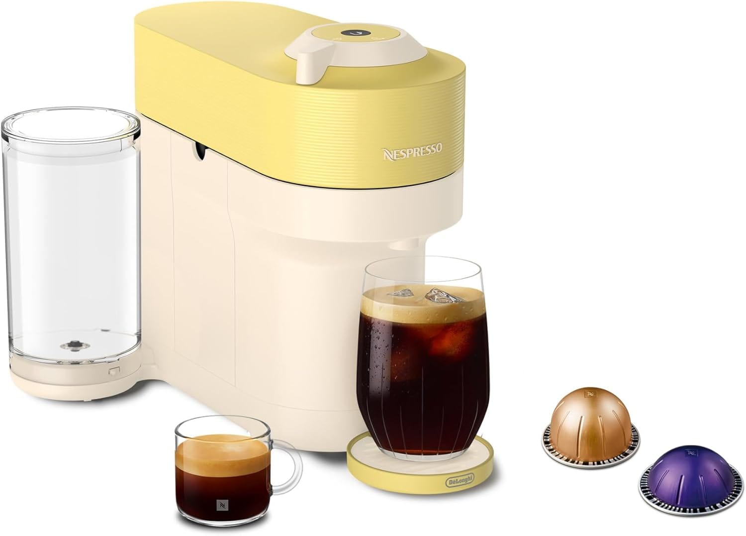 Nespresso Limited-Edition Vertuo Pop+ Coffee and Espresso Maker by De’Longhi, Pastel Yellow Nespresso Limited-Edition Vertuo Pop+ Coffee and Espresso Maker by De’Longhi, Pastel Yellow