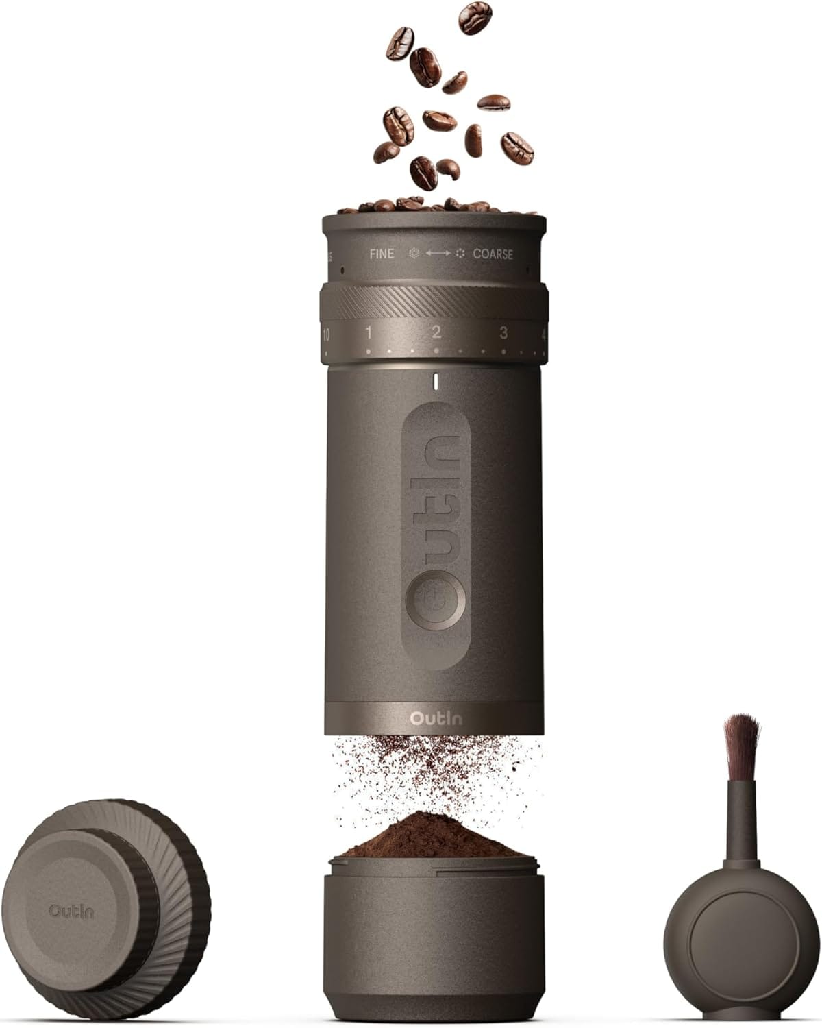 OutIn Fino Portable Electric Coffee Grinder,Adjustable Coffee Bean Grinder with 28 Precise Grind Setting,One-Button Burr Coffee Grinder with Fast‑Charge Battery, Auto‑Stop & Clog‑Protection OutIn Fino Portable Electric Coffee Grinder,Adjustable Coffee Bean Grinder with 28 Precise Grind Setting,One-Button Burr Coffee Grinder with Fast‑Charge Battery, Auto‑Stop & Clog‑Protection