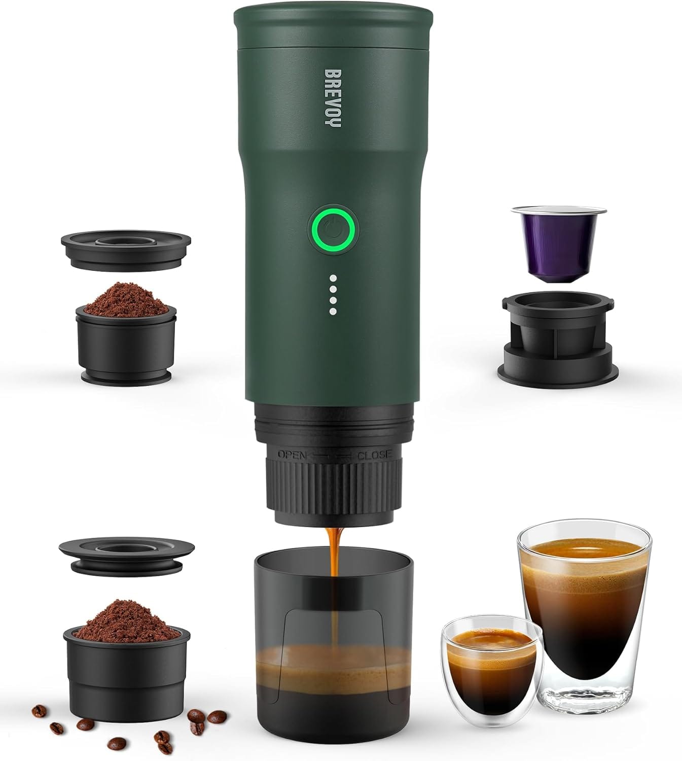 Portable Electric Espresso Machine, Ground Coffee & Capsule, Self-Heating, 20 Bar 12V Mini Car Travel Coffee Maker with 9000mAh Battery-Ideal for Camping, RV, Hiking, Office Portable Electric Espresso Machine, Ground Coffee & Capsule, Self-Heating, 20 Bar 12V Mini Car Travel Coffee Maker with 9000mAh Battery-Ideal for Camping, RV, Hiking, Office