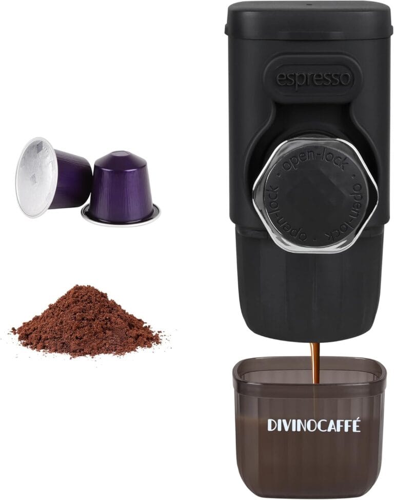 Mini Espresso Machine, Portable Espresso Maker Compatible for Capsules and Coffee Powder, Small Travel Coffee Maker, Manually Operated, 18 Bar Pressure, Perfect for Camping.