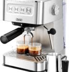 Gevi Espresso Machine 20 Bar, Coffee Machine with Milk Frother, Stainless Steel Espresso Maker for Cappuccino, Latte, Silver