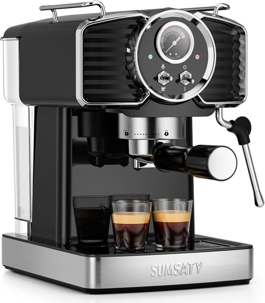 Espresso Machine 20 Bar, Professional Espresso Maker with Milk Frother Steamer Wand, Espresso Coffee Machine Black, Cappuccino & Latte Machine for Home, Retro, 1.8L Removable Water Tank Espresso Machine 20 Bar, Professional Espresso Maker with Milk Frother Steamer Wand, Espresso Coffee Machine Black, Cappuccino & Latte Machine for Home, Retro, 1.8L Removable Water Tank