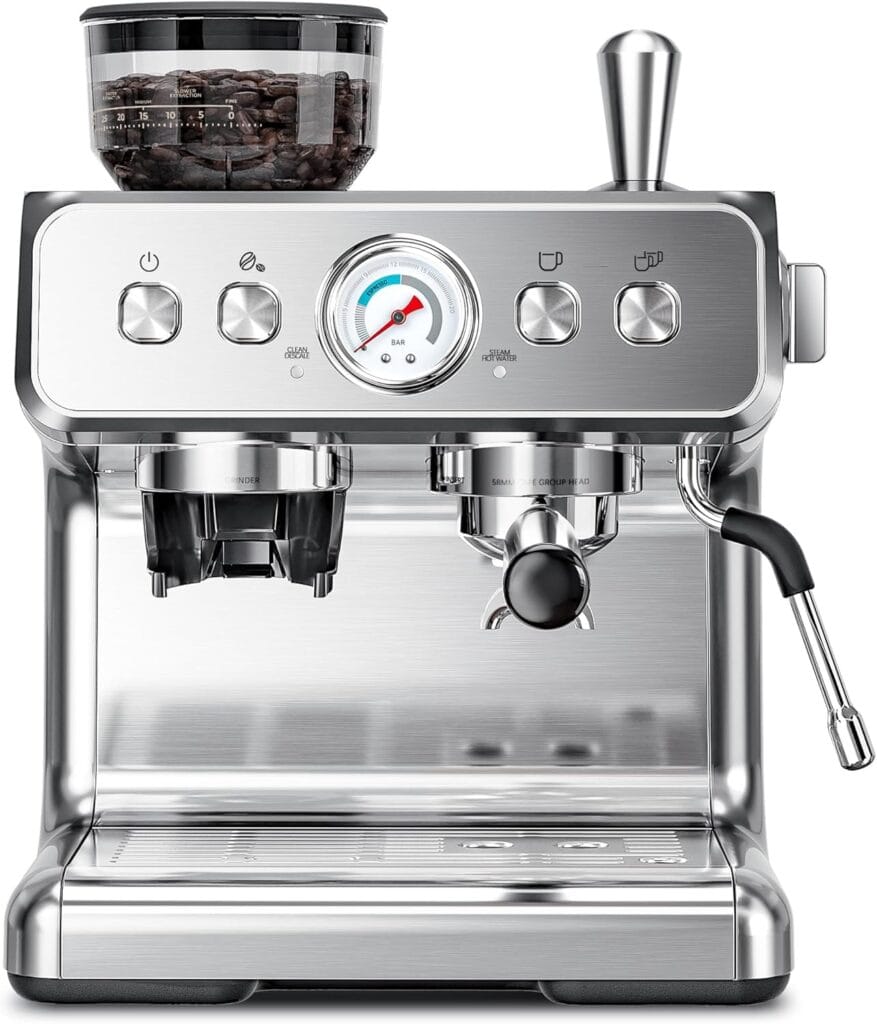 Kismile Espresso Machine with Grinder, 20 Bar Automatic Espresso Maker with Milk Frother Steam Wand, Removable Water Tank for Latte & Cappuccino, Professional Coffee Machine for Home (Stainless Steel) Kismile Espresso Machine with Grinder, 20 Bar Automatic Espresso Maker with Milk Frother Steam Wand, Removable Water Tank for Latte & Cappuccino, Professional Coffee Machine for Home (Stainless Steel)