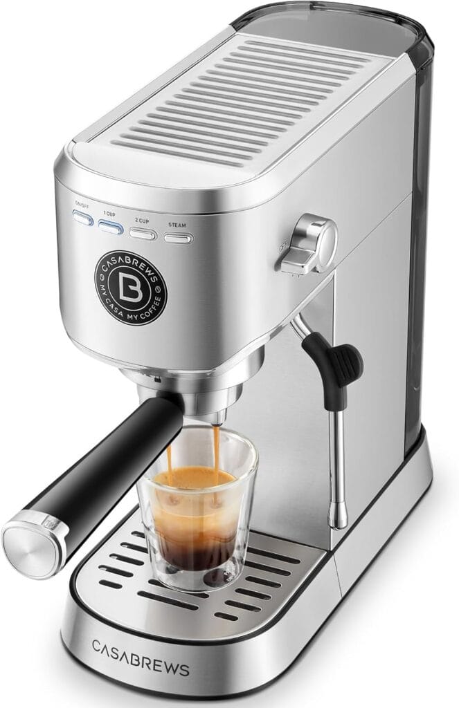 CASABREWS CM5418 Basic Espresso Machine 20 Bar, Stainless Steel Espresso Maker with Steam Milk Frother, Compact Coffee Machine with 34oz Water Tank for Cappuccino, Latte, Silver CASABREWS CM5418 Basic Espresso Machine 20 Bar, Stainless Steel Espresso Maker with Steam Milk Frother, Compact Coffee Machine with 34oz Water Tank for Cappuccino, Latte, Silver