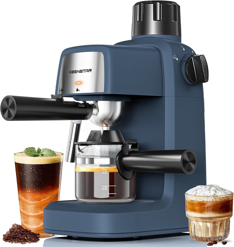 3.5Bar Espresso Machine with Milk Frother, 800W Compact Espresso and Cappuccino Machine with Preheating Function, 4 Cup Espresso Maker for Cappuccino or Latte, Gift for Coffee Lover