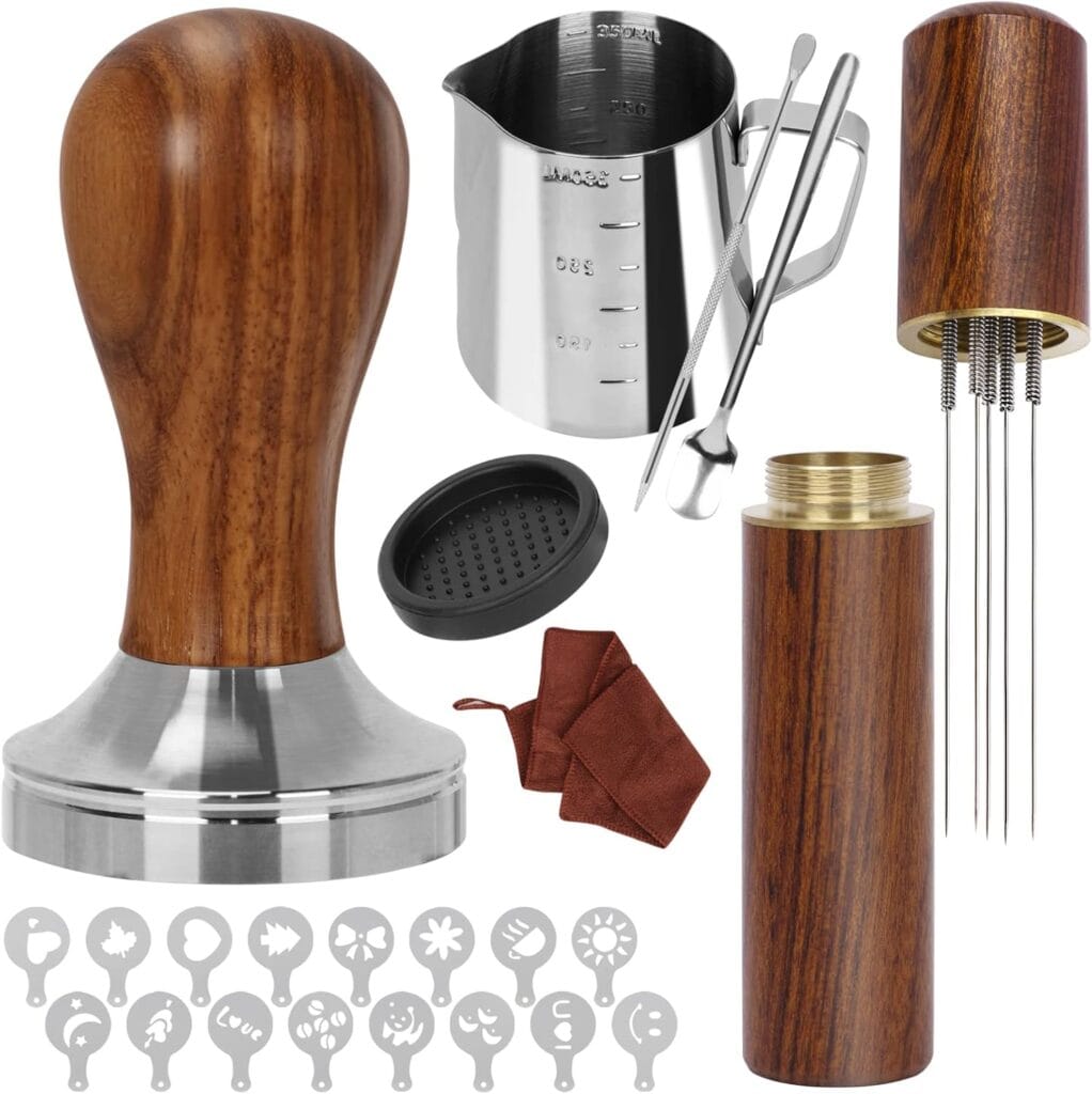 Y-Step 23 PCS Coffee Tamper Set, Espresso Accessories Kit Barista Kit, with Espresso Tamper 51mm, Coffee Stirrer, Frothing Pitcher, Tamper Mat, Latte Art Pen, Sandalwood Tamper for Espresso Machine Y-Step 23 PCS Coffee Tamper Set, Espresso Accessories Kit Barista Kit, with Espresso Tamper 51mm, Coffee Stirrer, Frothing Pitcher, Tamper Mat, Latte Art Pen, Sandalwood Tamper for Espresso Machine