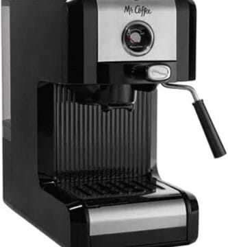 Mr. Coffee Easy Maker | Authentic Pump Espresso Machine, 6 Piece, Chrome/Black