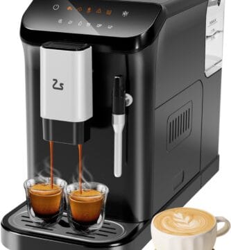 Zstar Fully Automatic Espresso Machine with Milk Frother, Professional Espresso Maker with Grinder, One-Touch Operation, Auto-Cleaning, 1.5L Water Tank for Latte, Cappuccino, Macchiato