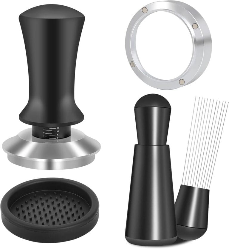 51mm Espresso Accessories Kit, Spring Loaded Calibrated Tamper, WDT Tool and Dosing Funnel Set Fits Espresso Coffee Machines and 51 mm Portafilters