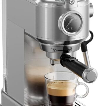 Espresso Machine – 20 Bar Espresso Maker with Milk Frother Steam Wand, Coffee Maker for Latte & Cappuccino, 1450W Semi-Automatic Coffee Machine with 34oz Removable Water Tank, Compact Kitchen