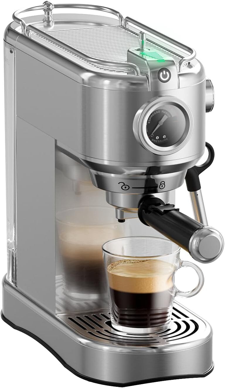 Espresso Machine – 20 Bar Espresso Maker with Milk Frother Steam Wand, Coffee Maker for Latte & Cappuccino, 1450W Semi-Automatic Coffee Machine with 34oz Removable Water Tank, Compact Kitchen