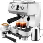 Gevi Espresso Machine 15 Bar Pump Pressure, Cappuccino Coffee Maker with Milk Foaming Steam Wand for Latte, Mocha, Cappuccino, 1.5L Water Tank, 1100W, Black