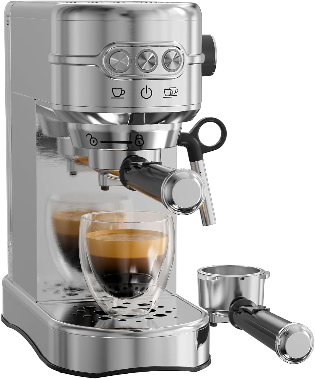 Espresso Machine – 20Bar Coffee Maker with Foaming Steam Wand: 1450W Compact Semi-Automatic Espresso Maker with 35Oz Removable Water Tank for Latte, Cappuccino for Kitchen Home