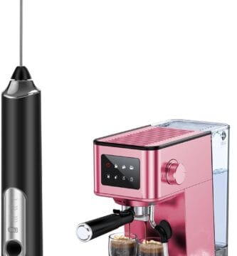 Espresso Machine with Milk Frother, 20 Bar Compact Coffee Machine with Touch Screen & 57.5oz Removable Water Tank for Home, Stainless Steel Espresso Maker for Latte, Pink(2025 updated model)