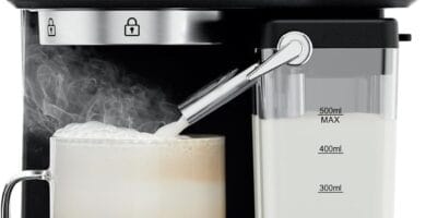 Chefman 6-in-1 Espresso Machine with Steamer, Automatic One-Touch Coffee Maker, Single or Double Shot Cappuccino Machine, Latte Maker, Espresso Maker with Milk Frother, Black